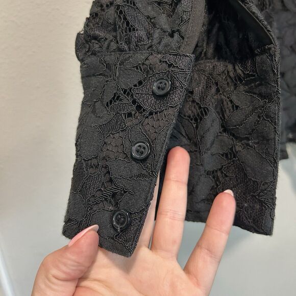 Petal And Pup Womens Top Small Floral Lined Dark Fairy Business Casual Sheer Slv - Picture 2 of 11